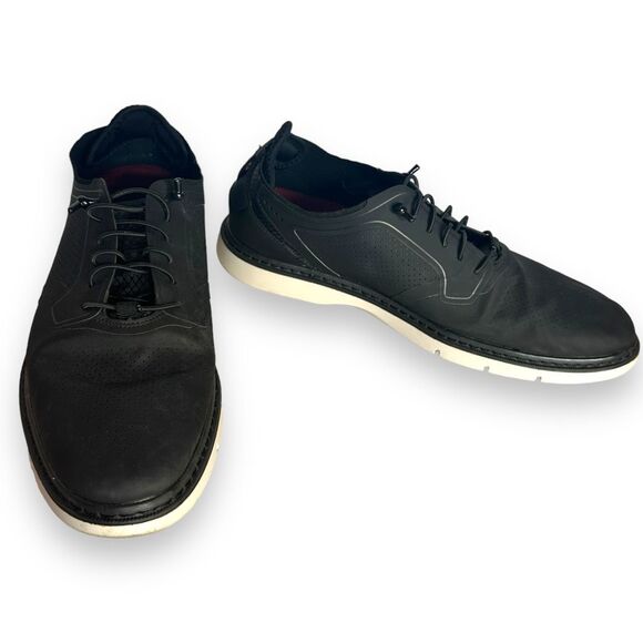 Stacy Adams Synchro Plain Toe Elastic Lace Up‎ Casual Shoes Size 8.5 M Black - Picture 1 of 12